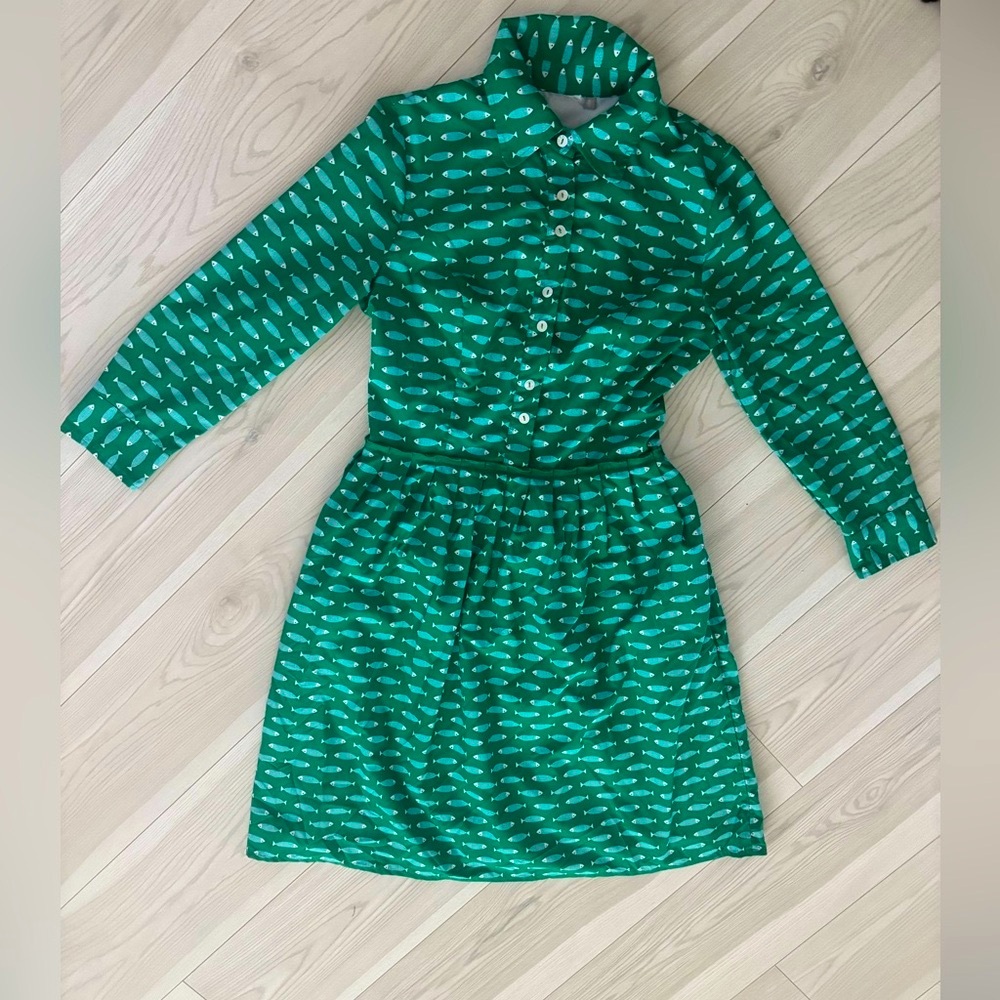 Eshakti Fish Teal & Green Long Sleeve Dress
